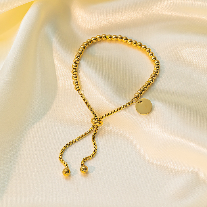 Brazalete Ajustable Dorado de Bolitas