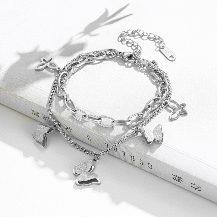 Brazalete de Mariposa Plateada