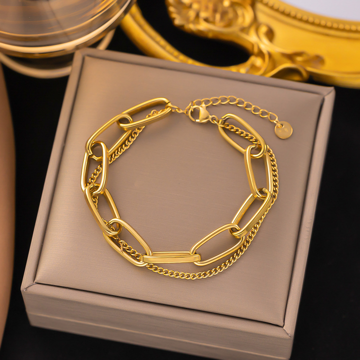 Brazalete Eslabones Grandes Dorados