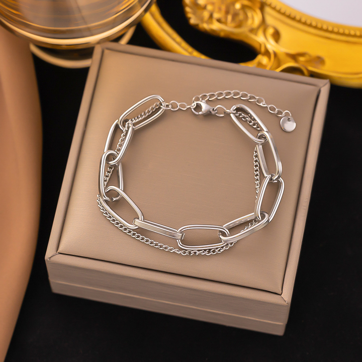 Brazalete Eslabones Grandes Plateados
