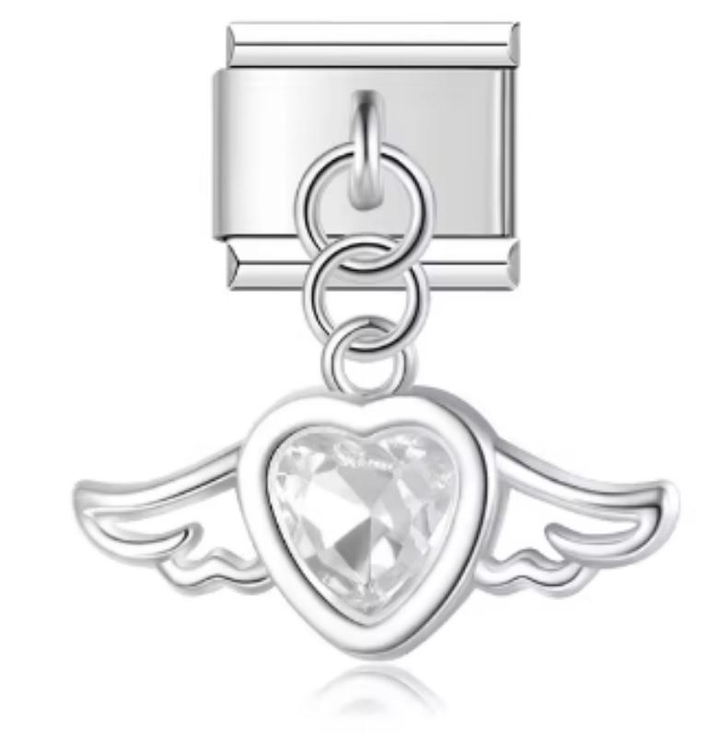 Italiano Corazon Colgante Con Alas