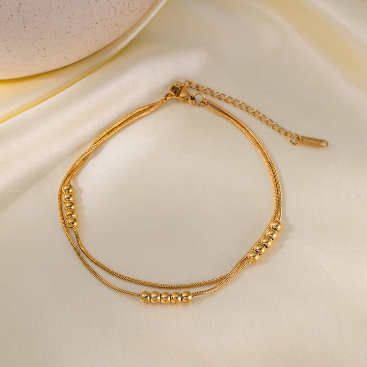 Brazalete Cola de raton & Esferas Doradas