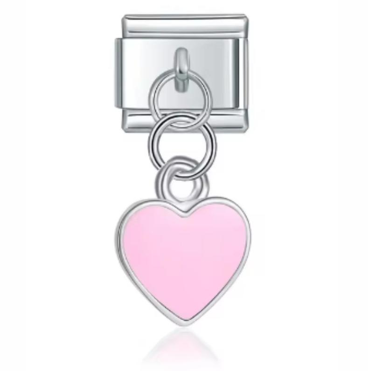 Italiano Plateado Corazón Rosa