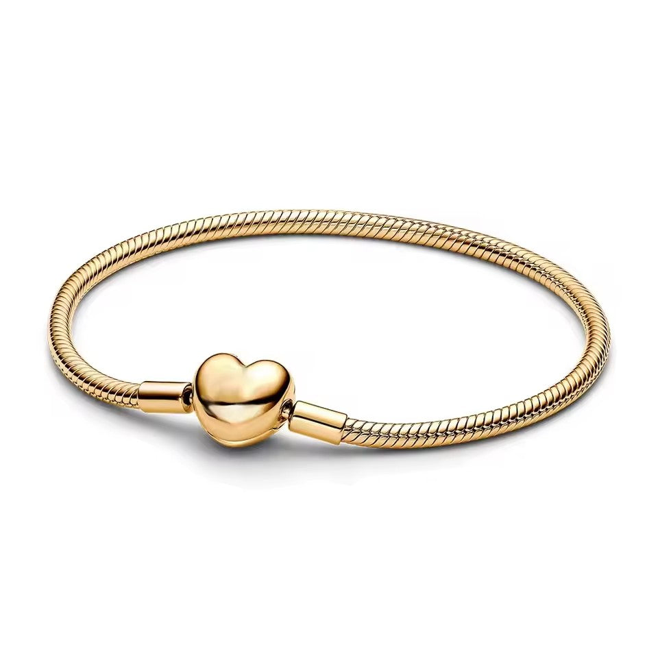 Pulsera Dorada Broche De Corazon