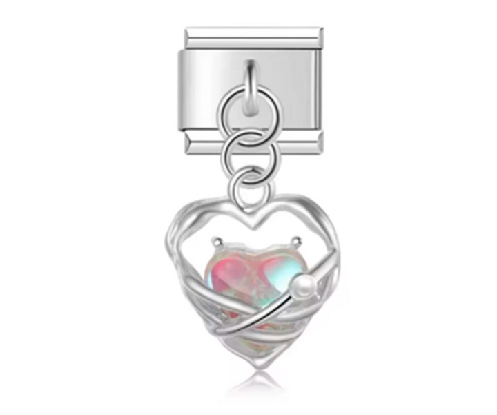 Italiano Corazón Plateado Multicolor