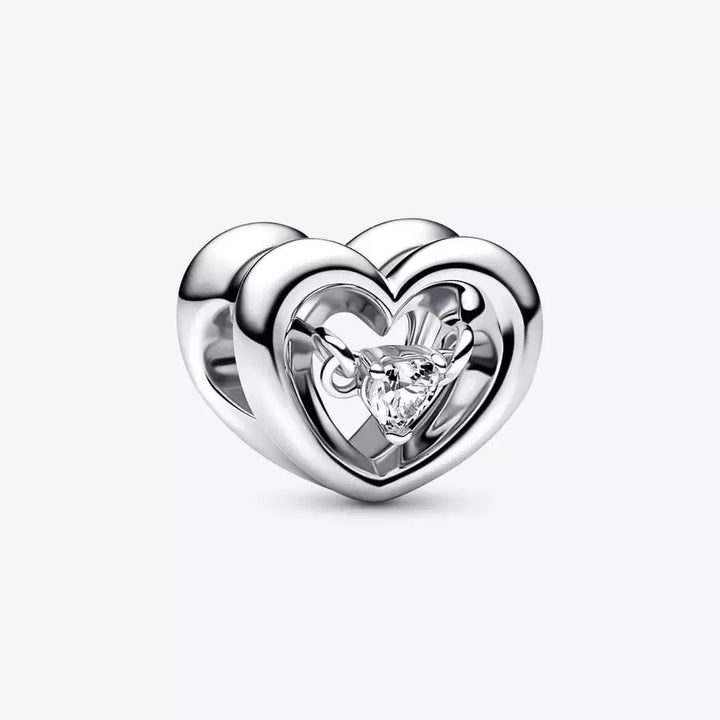 Corazon con Piedra Plateado