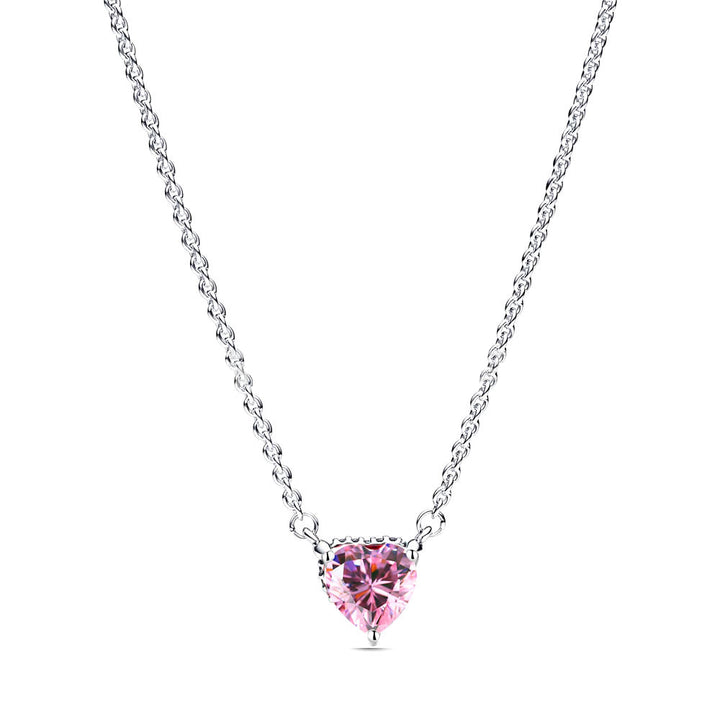 Collar Corazon Rosa Palo