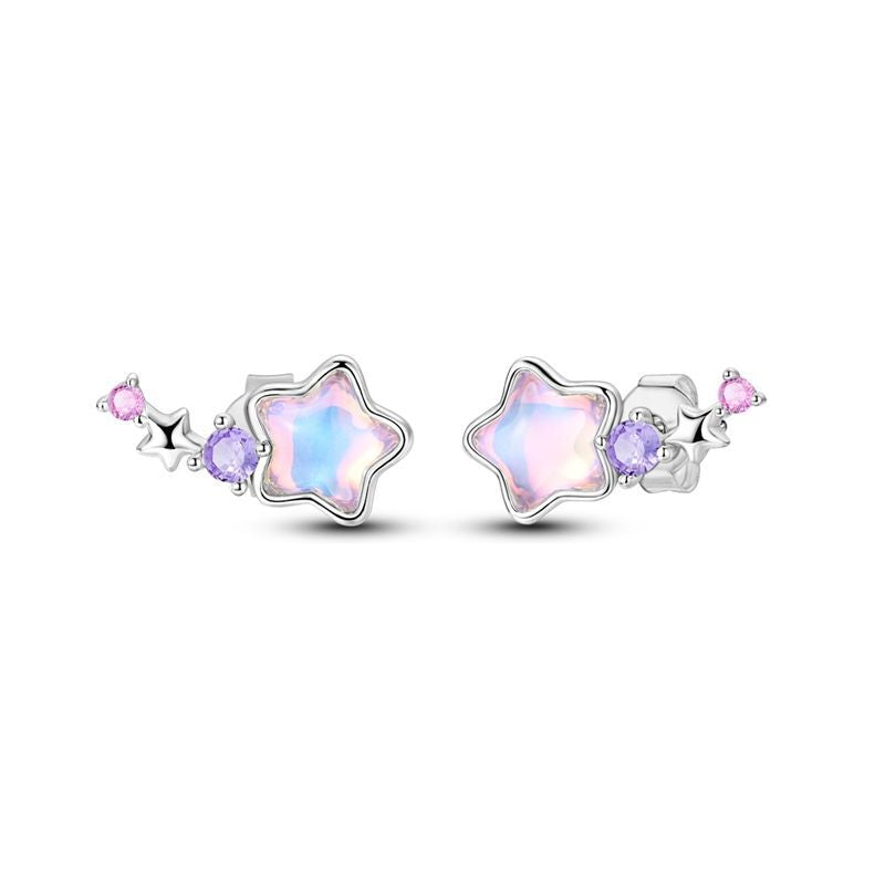 Brincos Estrela Opala Rosa