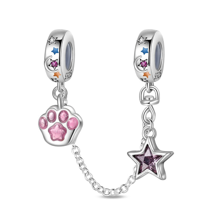 Cadena de Seguridad Huella de Mascota y Estrella