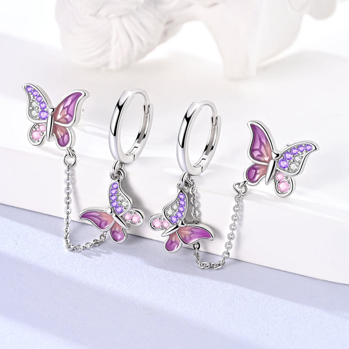 Aretes Mariposas Rosas