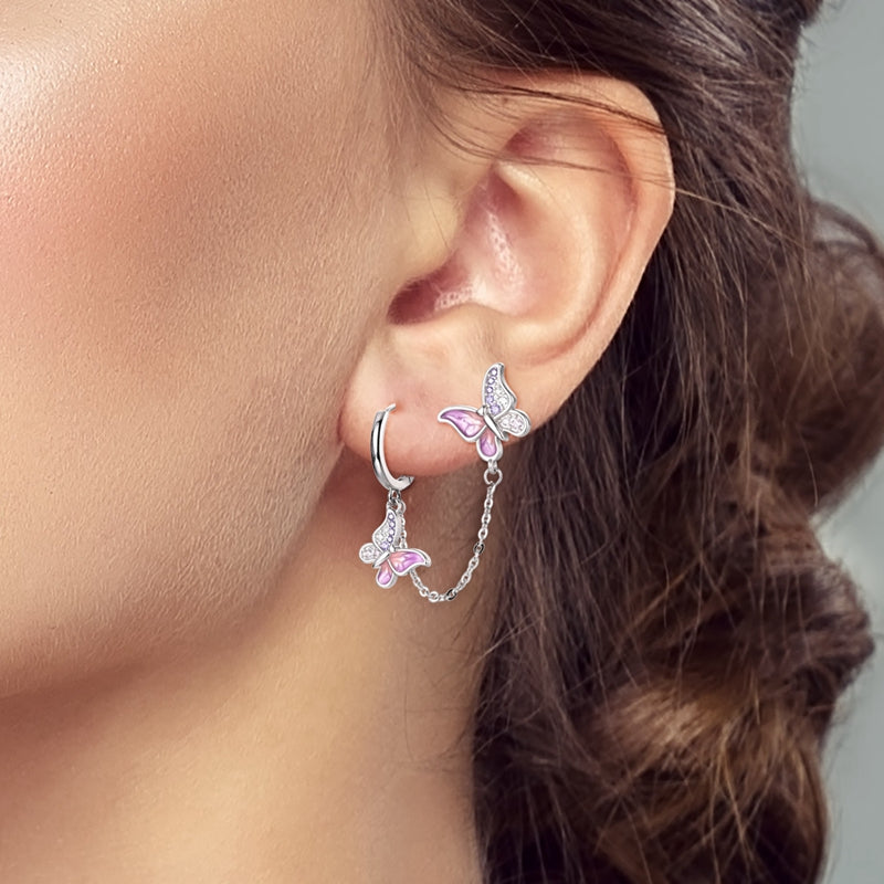 Aretes Mariposas Rosas