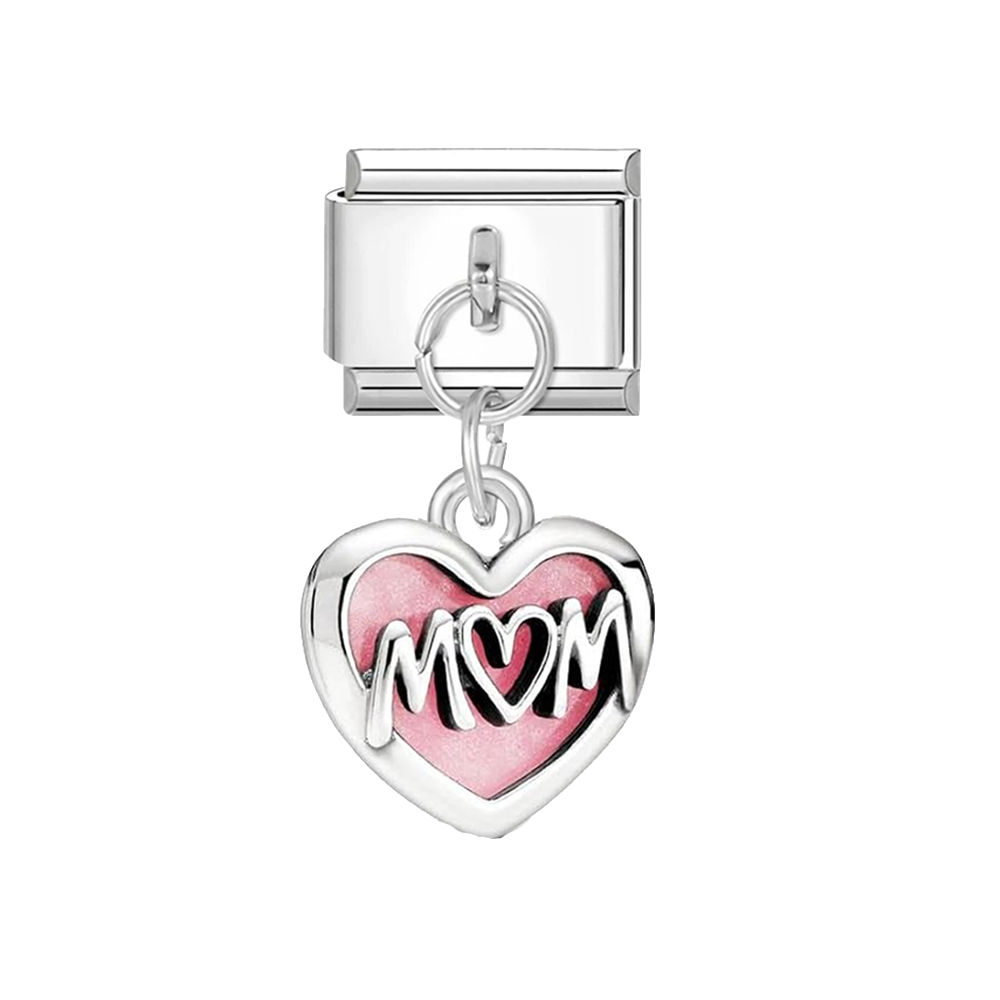 Charm italiano Colgante Corazon Rosa Mon