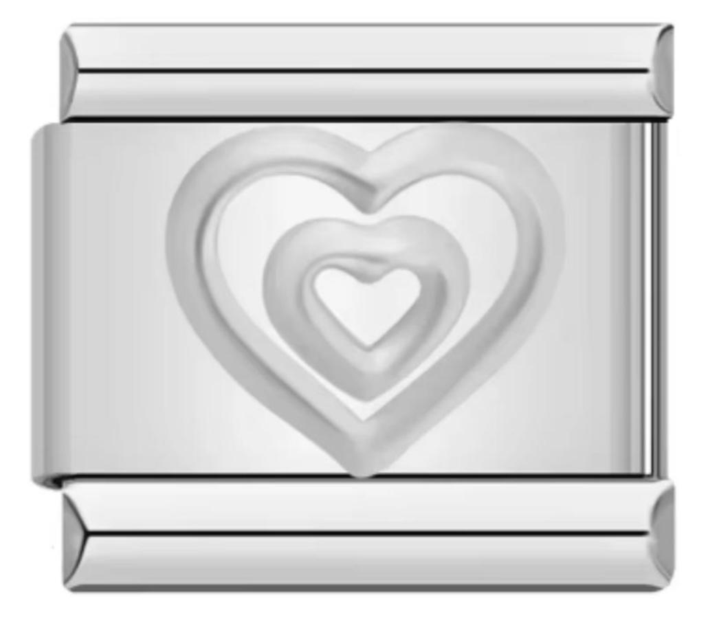 Italiano Doble Corazon Plateado