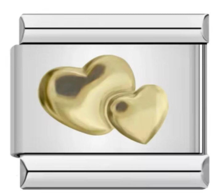 Italiano Duo de Corazones Dorados