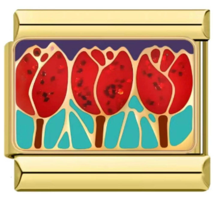 Italiano Dorado & Tulipanes Rojos