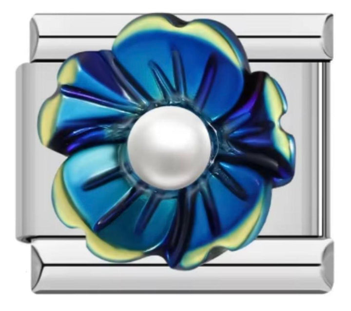 Italiano Flor Azul Con Perla