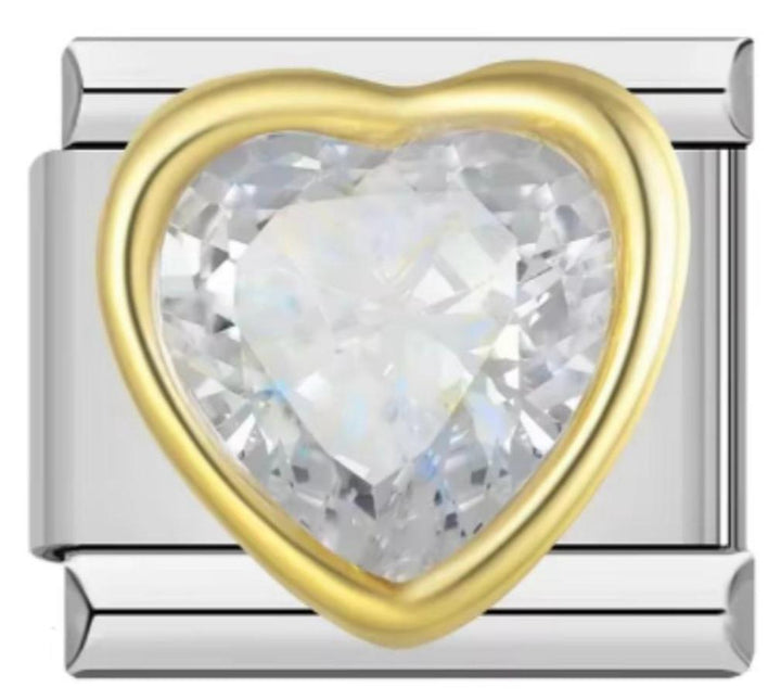 Italiano Piedra Corazón Plateado