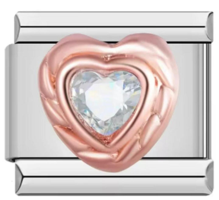 Italiano Piedra Corazón Plateado