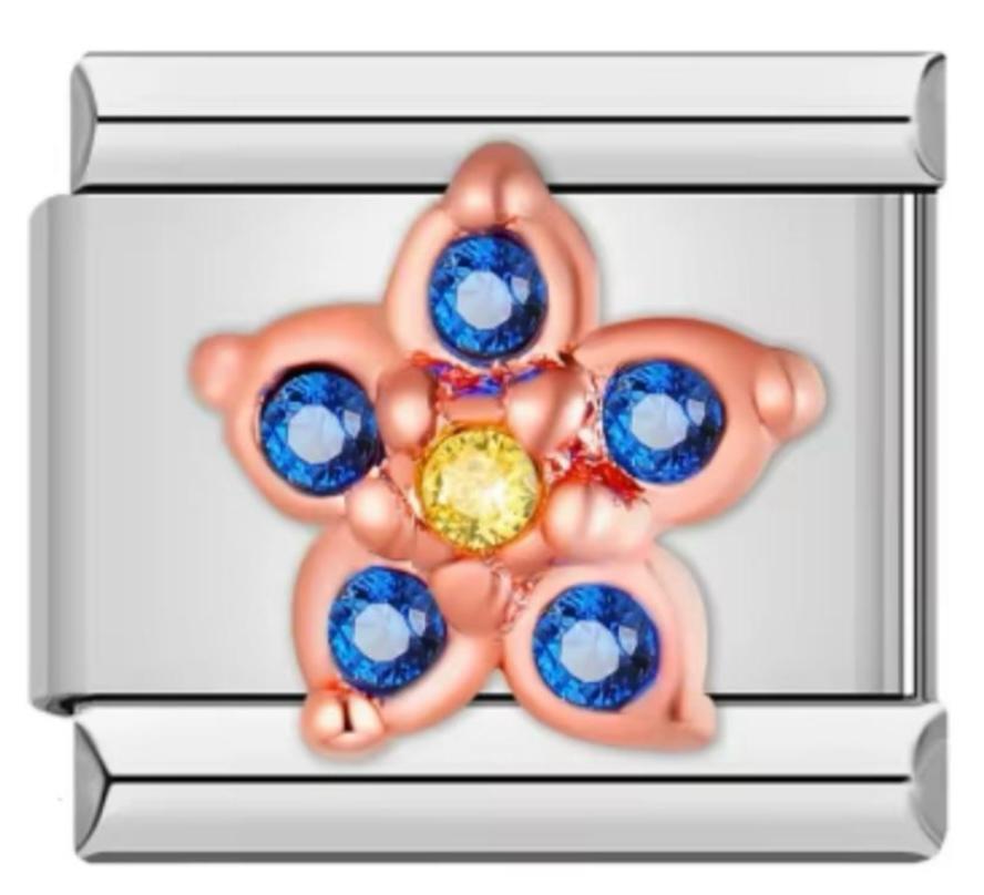 Italiano Flor Rosa & Piedras Azules