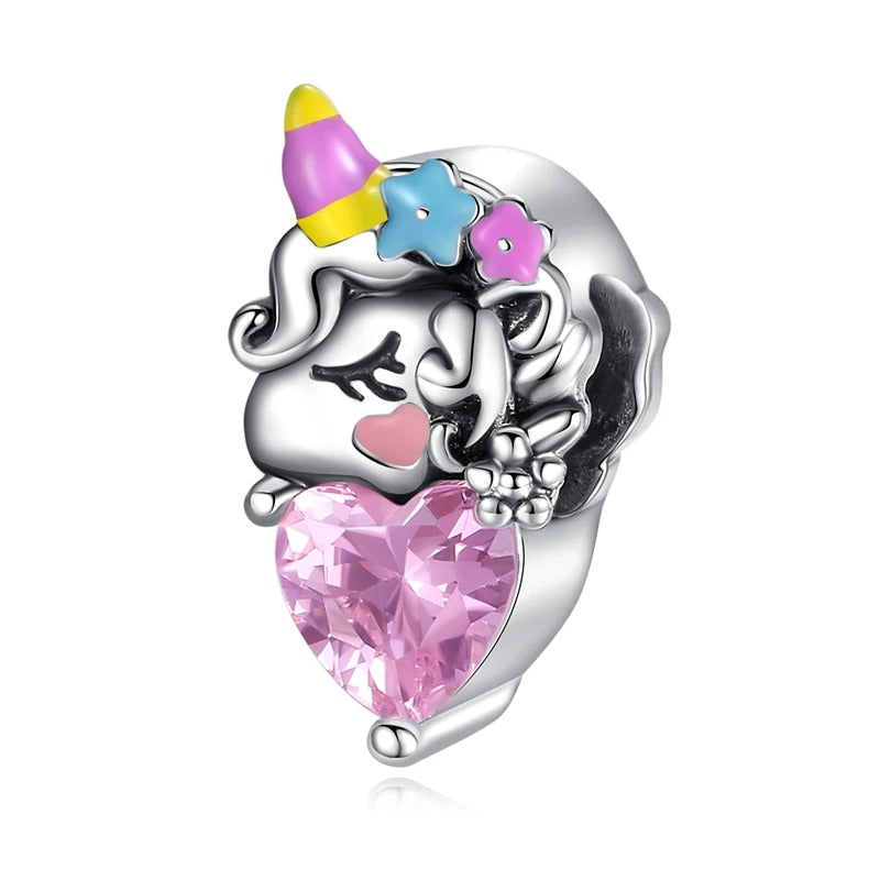 Cabeça de Unicórnio e Coração Rosa