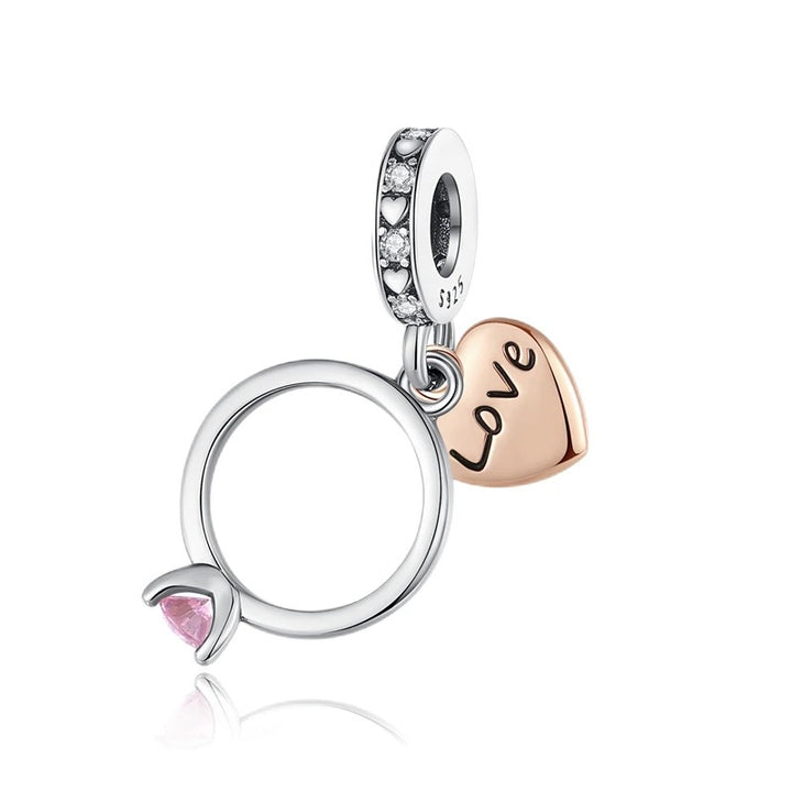 Amuleto de Anillo y Corazón Love