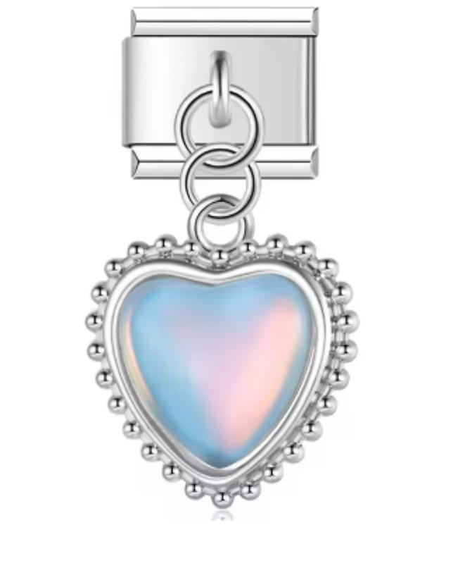 Italiano Corazón Colgante Azul & Rosa