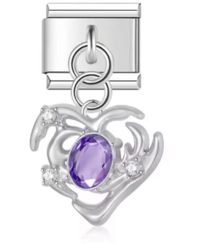 Italiano Corazón con Piedra Morada