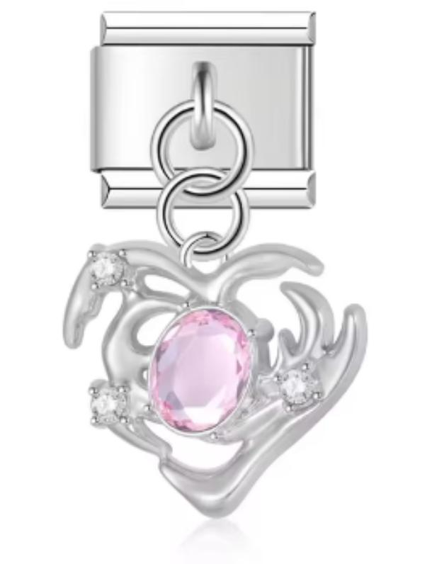 Italiano Corazon Con Piedra Rosa