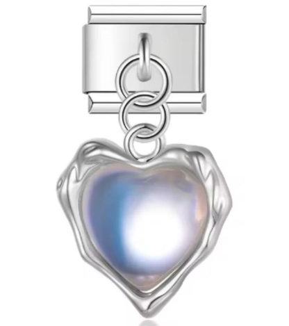 Italiano Corazón Irregular Plateado