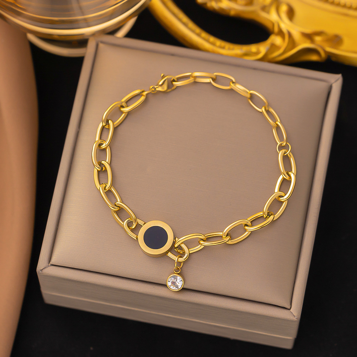 Brazalete Cadena Circular Dorado