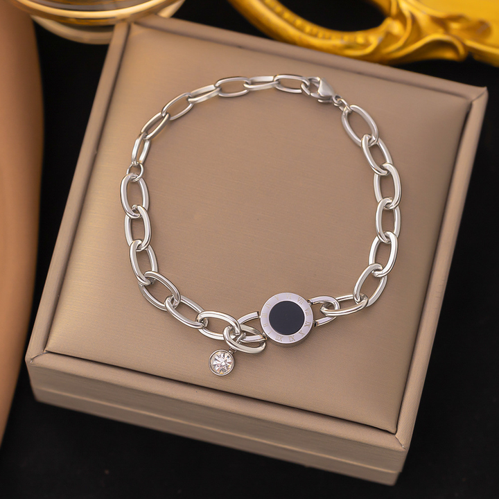 Brazalete Cadena Circular Plateado