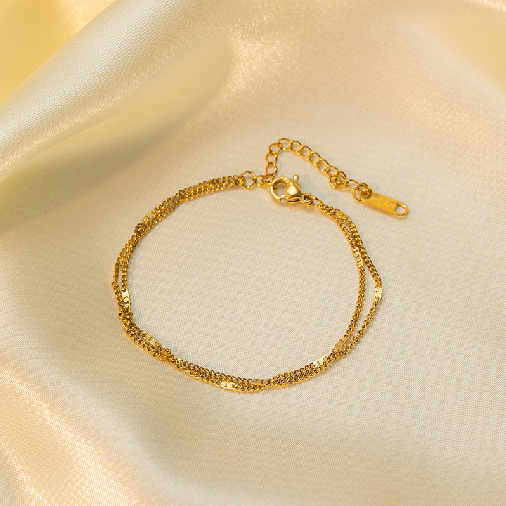 Brazalete Doble Delgado Dorado