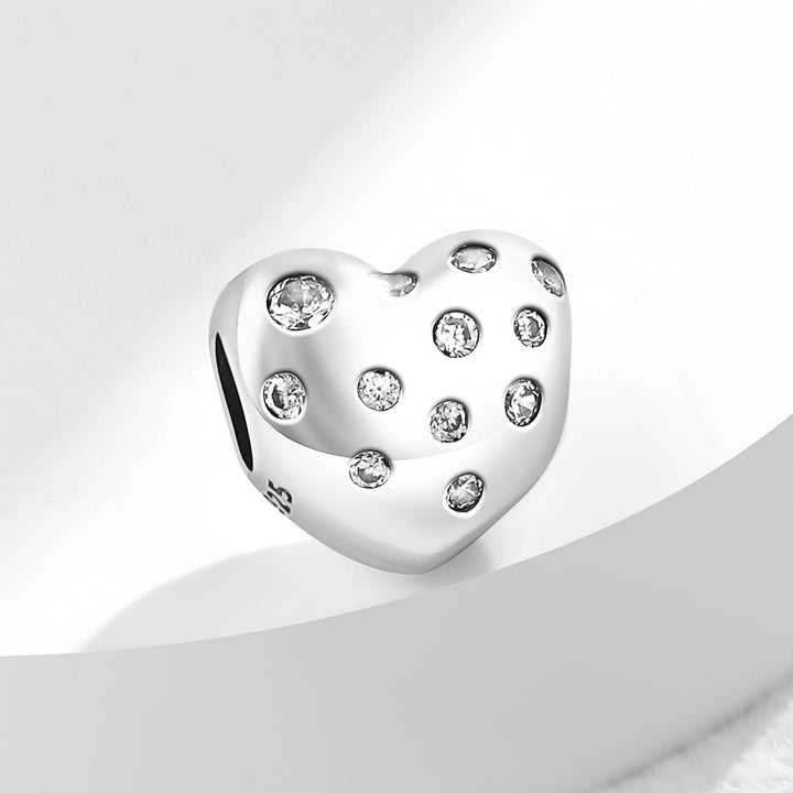 Corazon Plateado Con Brillos