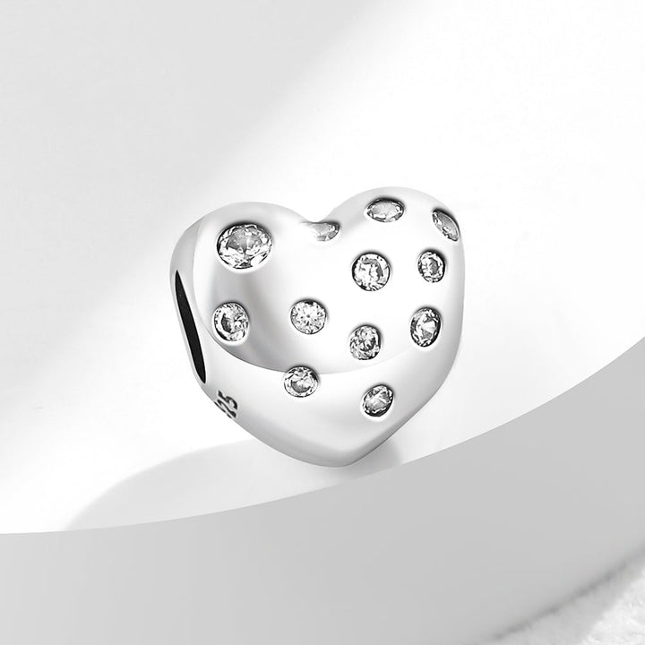 Corazon Plateado Con Brillos