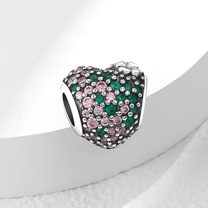 Corazon Diamantado Rosa Y Verde