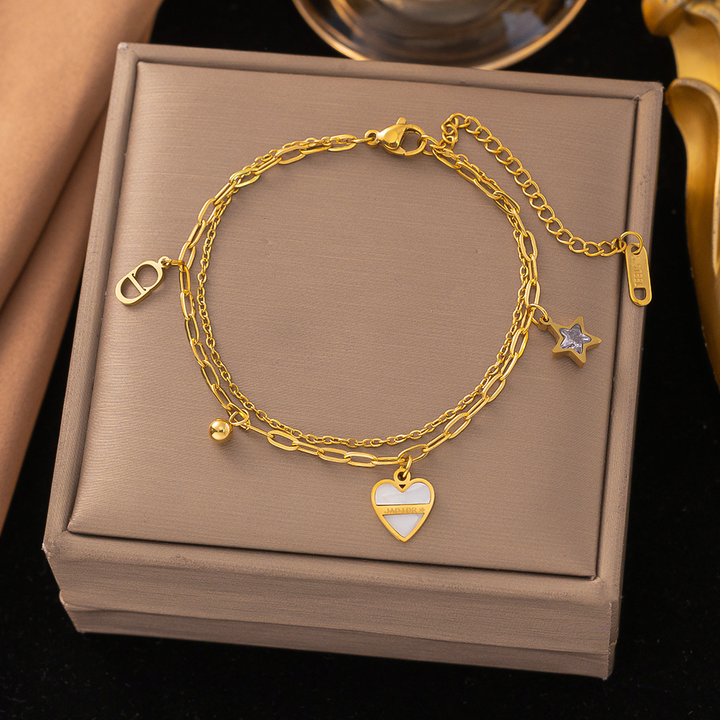 Brazalete Corazon Blanco & Estrellas