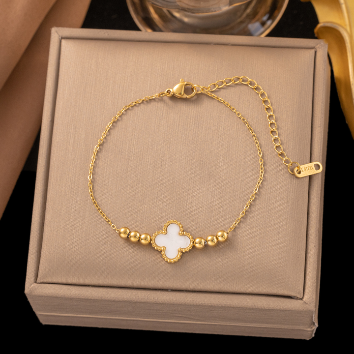 Brazalete Flor Blanca & Esferas