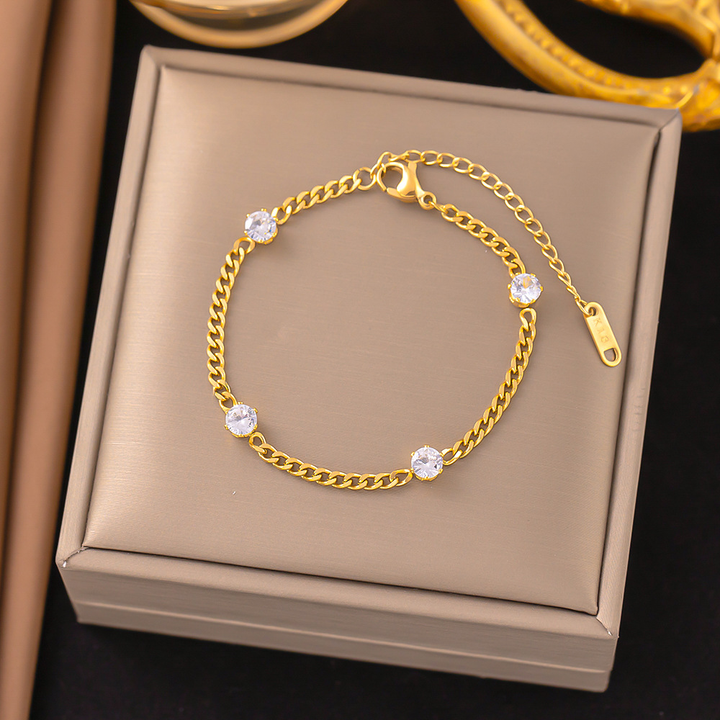 Brazalete Cadena Cubana con Brillos