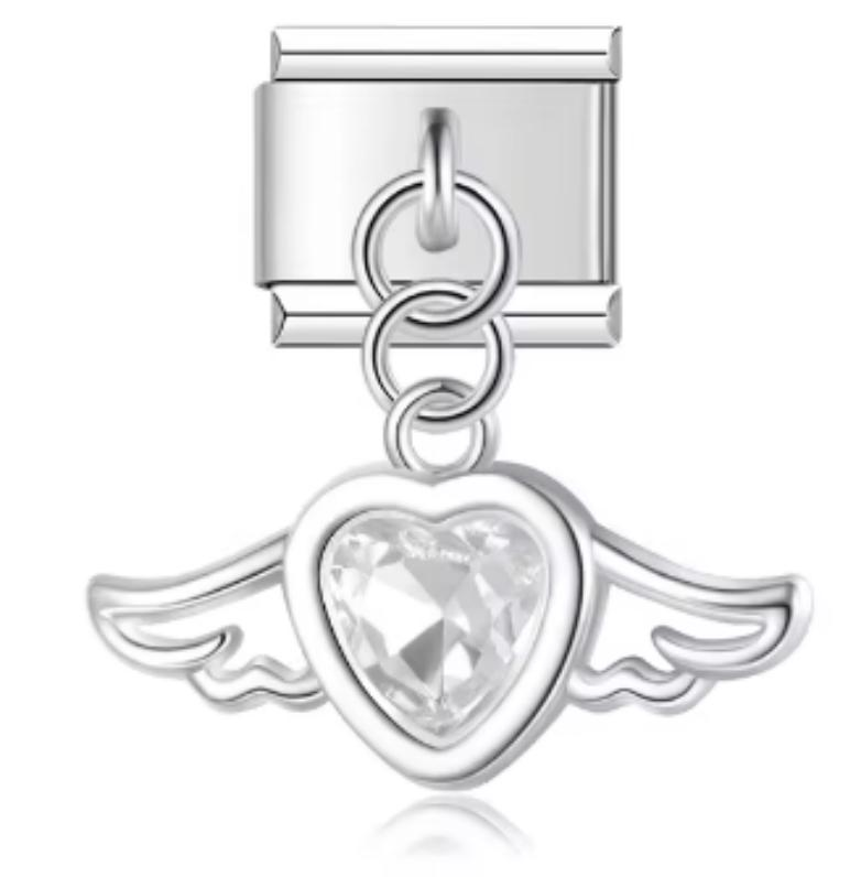 Italiano Corazon Colgante Con Alas