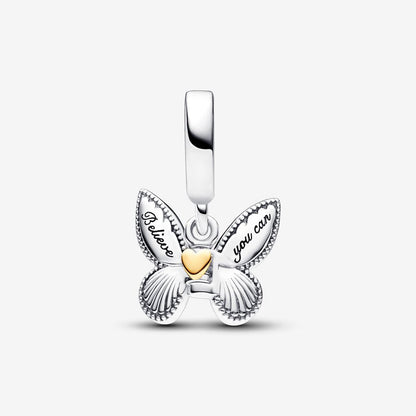 Mariposa Azul y Corazón Dorado