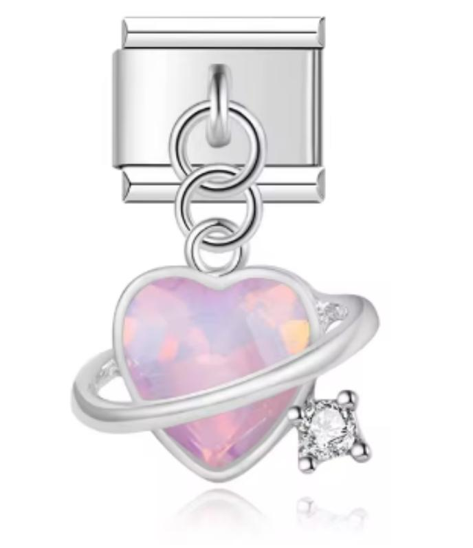 Italiano Corazón con Anillo Rosa