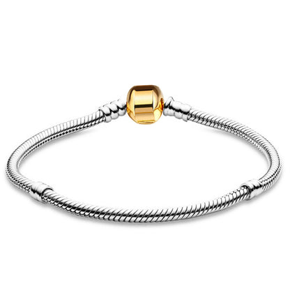Pulsera Plateada Con Cierre De Barril