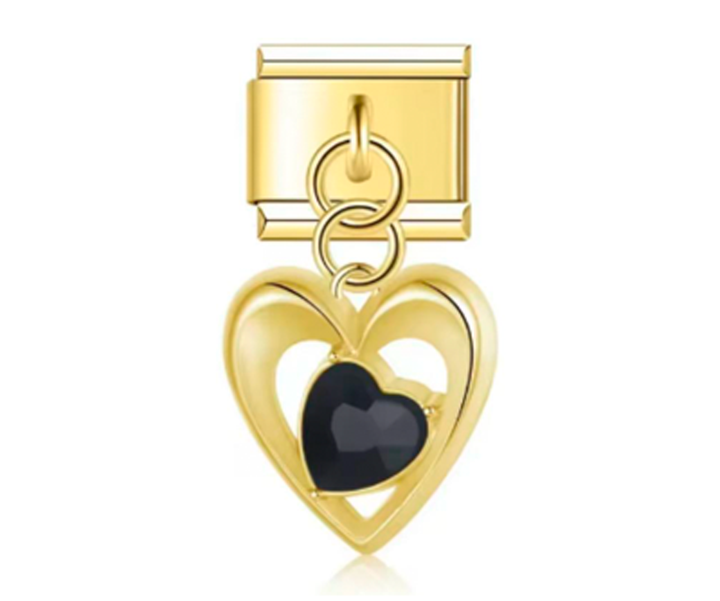 Italiano Corazón Dorado y Piedra Negro