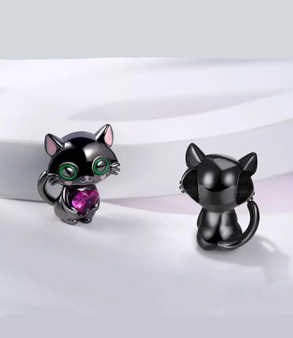 Gatito Negro y Corazón Rosa