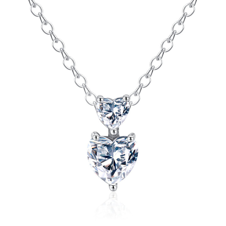Collar Diamante Doble Corazon