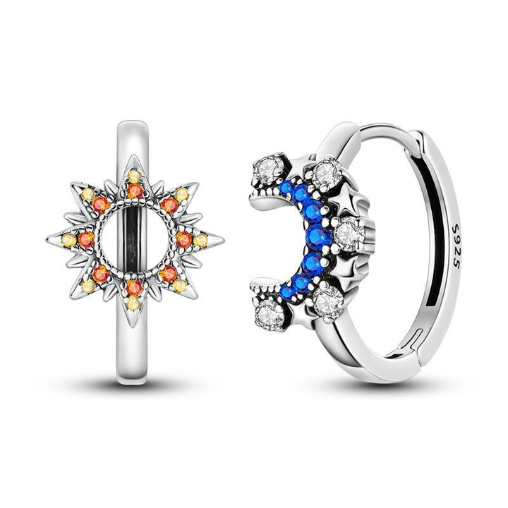 Aretes Luna Azul y Sol Dorado