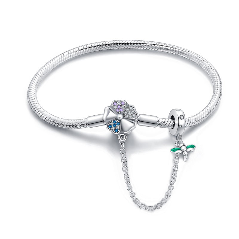 Pulsera Trébol y Libélula