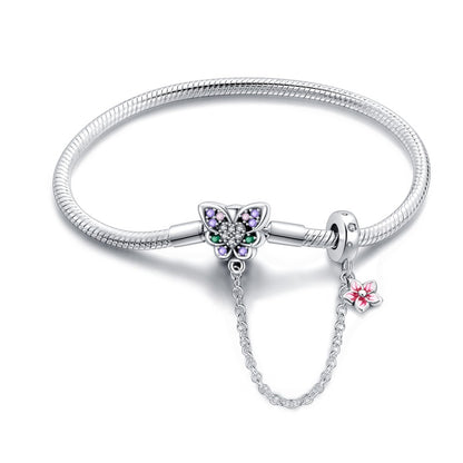 Pulsera Mariposa y Flor Rosa