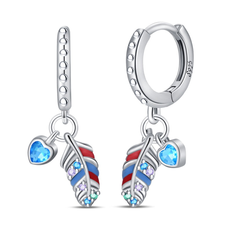 Aretes Corazón y Pluma