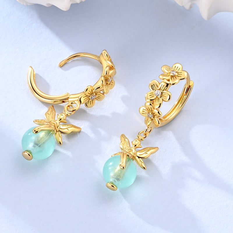 Aretes Flores Doradas & Hadas